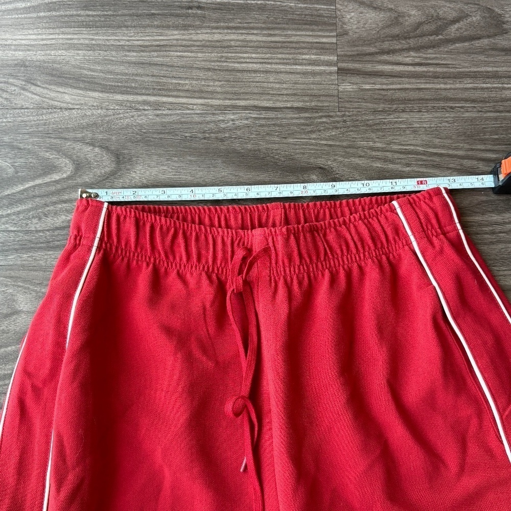 NEW WAYF Womens London Track Pant Red with White Pipping Wide Leg - Picture 8 of 10